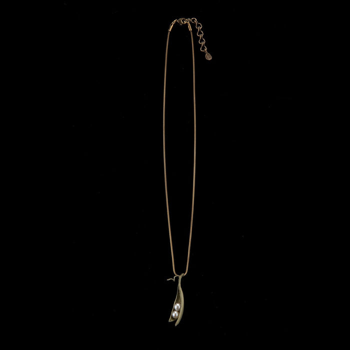 Silver Seasons Pea Pod 2 Pearl Pendant by Michael Michaud