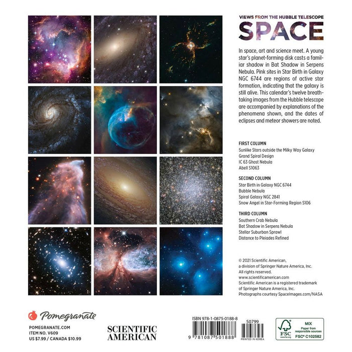 Space: Views From the Hubble Telescope 2022 Wall Calendar