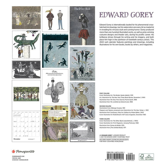 Edward Gorey 2022 Wall Calendar