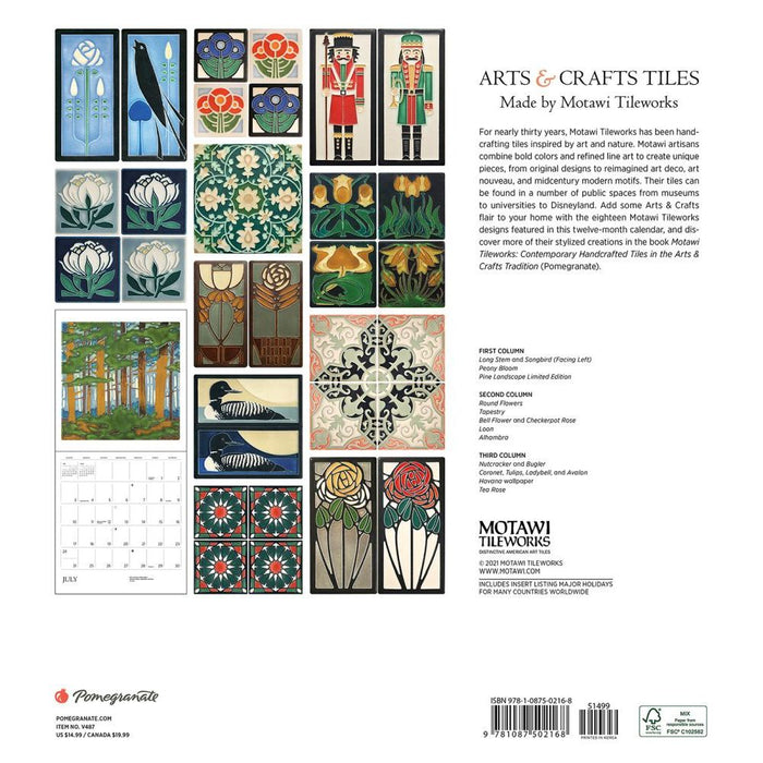 Arts and Crafts Tiles: Made by Motawi Tileworks 2022 Wall Calendar