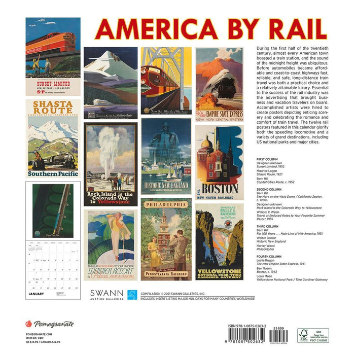 America By Rail 2022 Wall Calendar