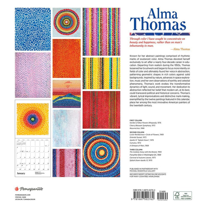 Alma Thomas 2022 Wall Calendar