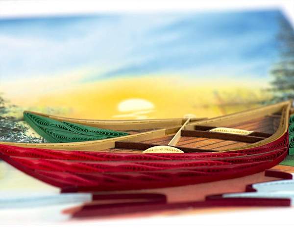 Quilled River Canoes Greeting Card