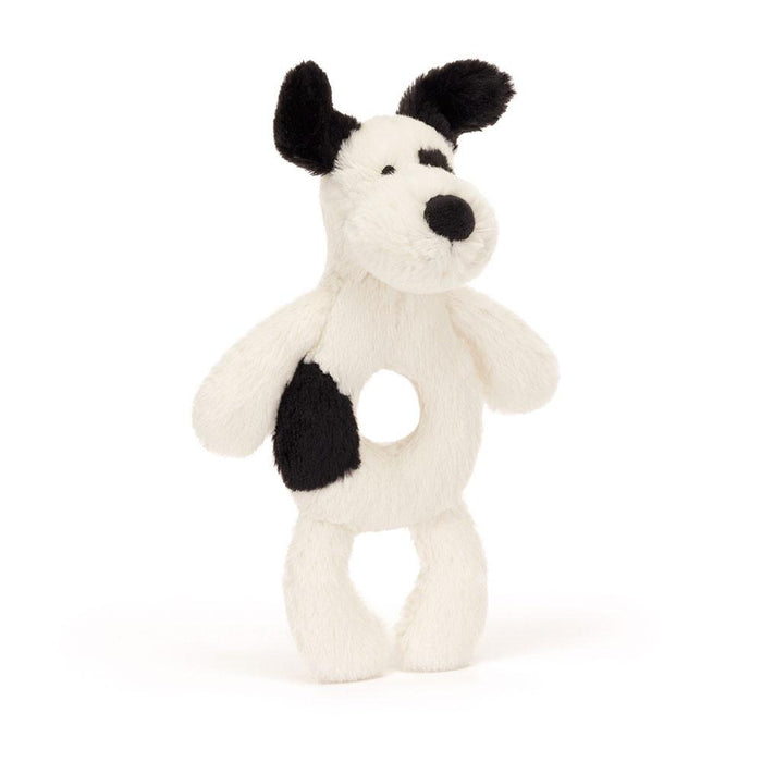 JellyCat Bashful Black & Cream Puppy Ring RattlePlush Toy