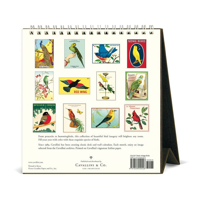 Cavallini 2022 Easel Calendar: Vintage Birds
