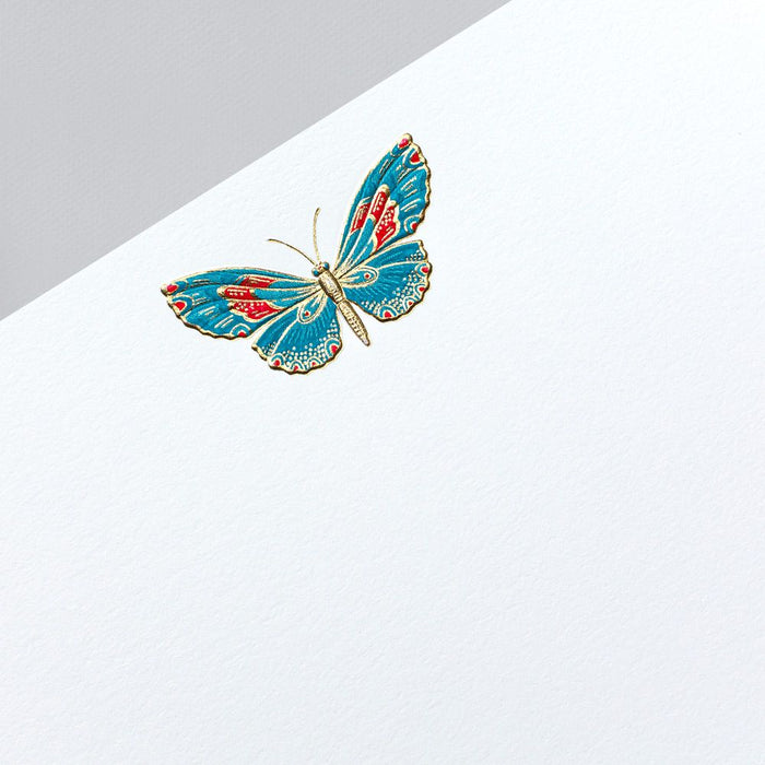 Crane Paper Engraved Butterfly Pearl White Boxed Cards