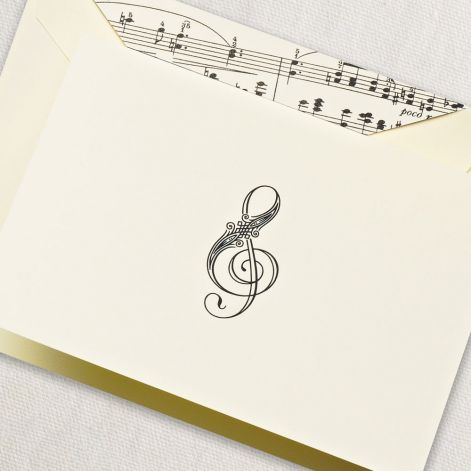 Crane Paper Thermographed Treble Clef Ecru Boxed Notes
