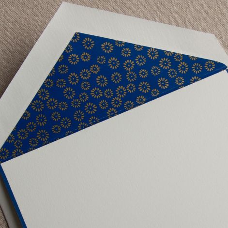 Crane Paper Regent Blue Pearl White Boxed Notes with Daisy Envelope Liner