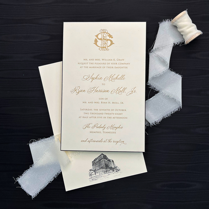 Chiaroscuro Wedding Invitation Suite Variation 1