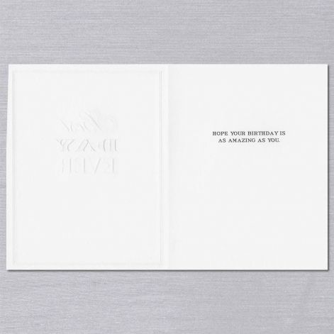 Crane Paper Engraved Best Day Ever Birthday Pearl White Greeting Card