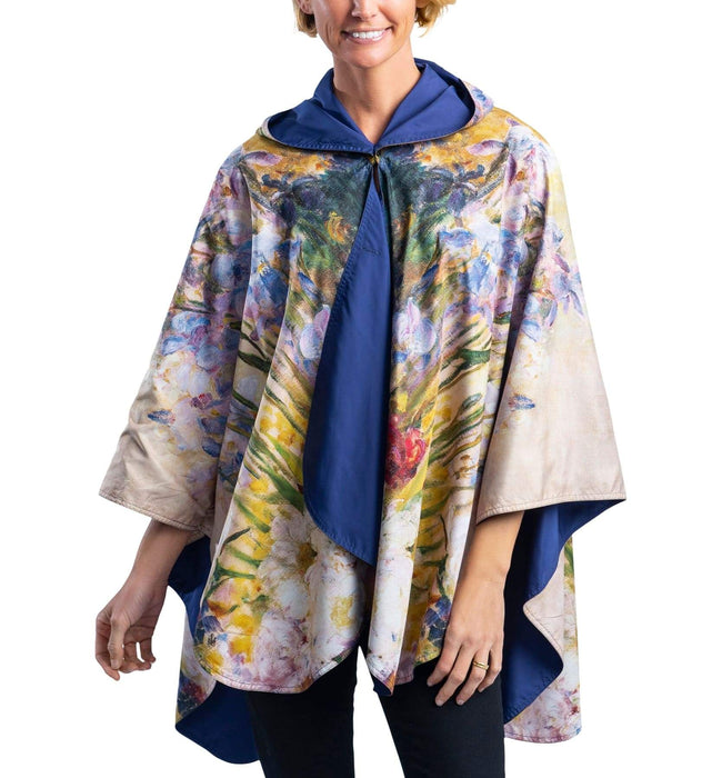 FINE ART RAINCAPER - TIFFANY PEONIES & IRIS TRAVEL CAPE