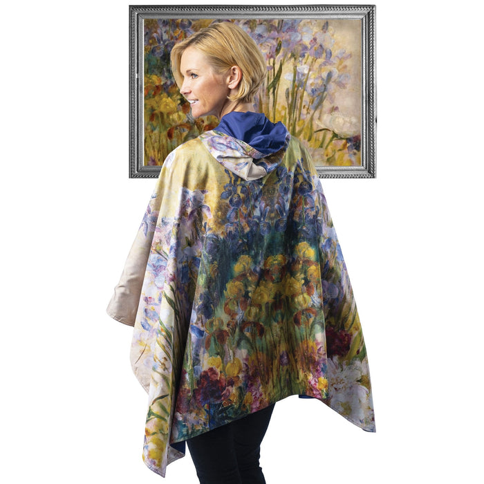 FINE ART RAINCAPER - TIFFANY PEONIES & IRIS TRAVEL CAPE