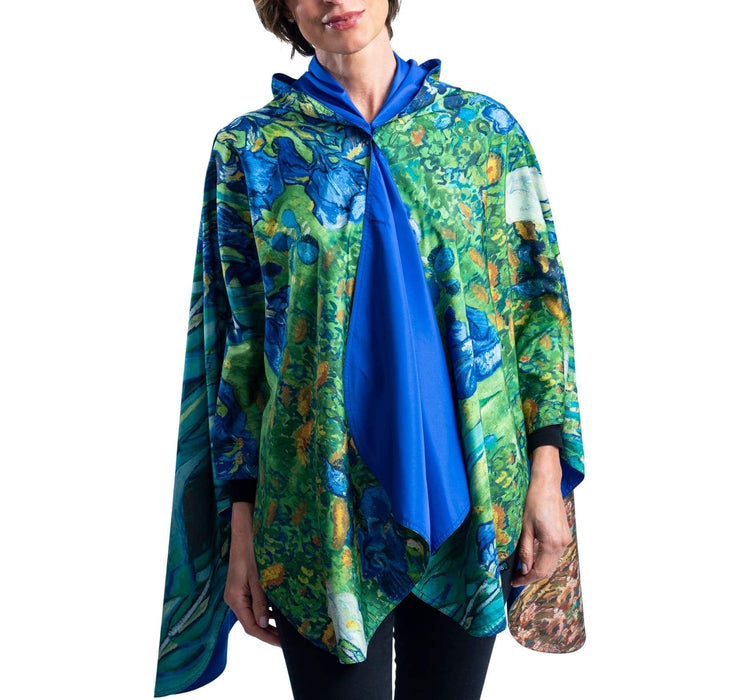 FINE ART RAINCAPER - VAN GOGH IRISES TRAVEL CAPE