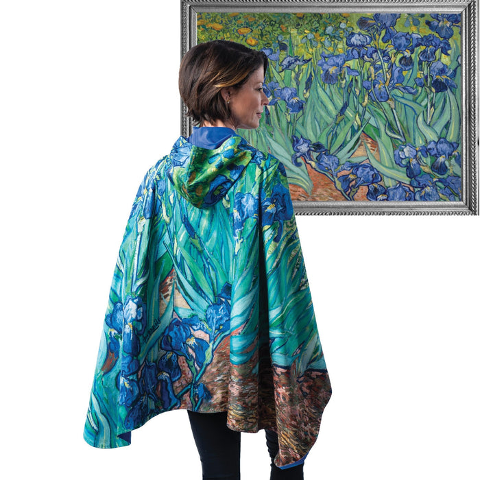 FINE ART RAINCAPER - VAN GOGH IRISES TRAVEL CAPE