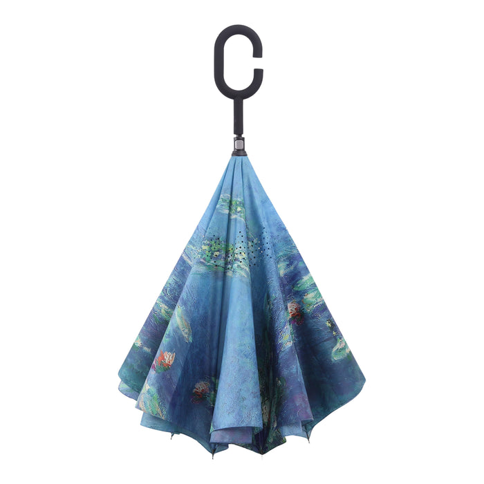 RAINCAPER MONET WATER LILIES REVERSE UMBRELLA