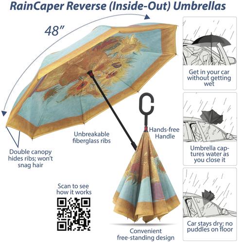 RAINCAPER MONET WATER LILIES REVERSE UMBRELLA