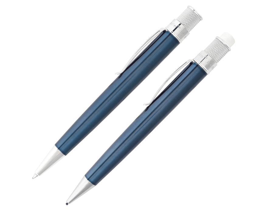 Retro 1951 Tornado Classic Ice Blue Lacquer Roller Ball Pen and Pencil Gift Set