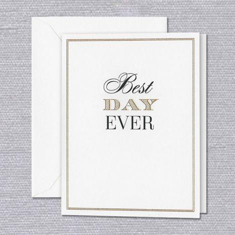 Crane Paper Engraved Best Day Ever Birthday Pearl White Greeting Card